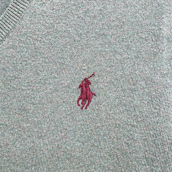 POLO Ralph Lauren Pima Cotton Sweater Vest Green V Neck Lightweight Mens Large - Picture 3 of 6